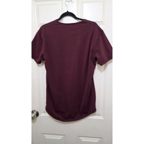 BYLT Mens Drop-Cut T-Shirt Maroon Short Sleeve Crew Neck Size M - Picture 3 of 7